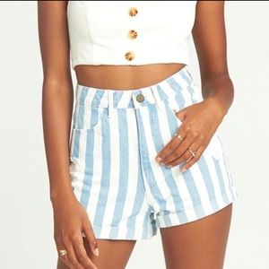 Show me your Mumu blue and white striped jean shorts